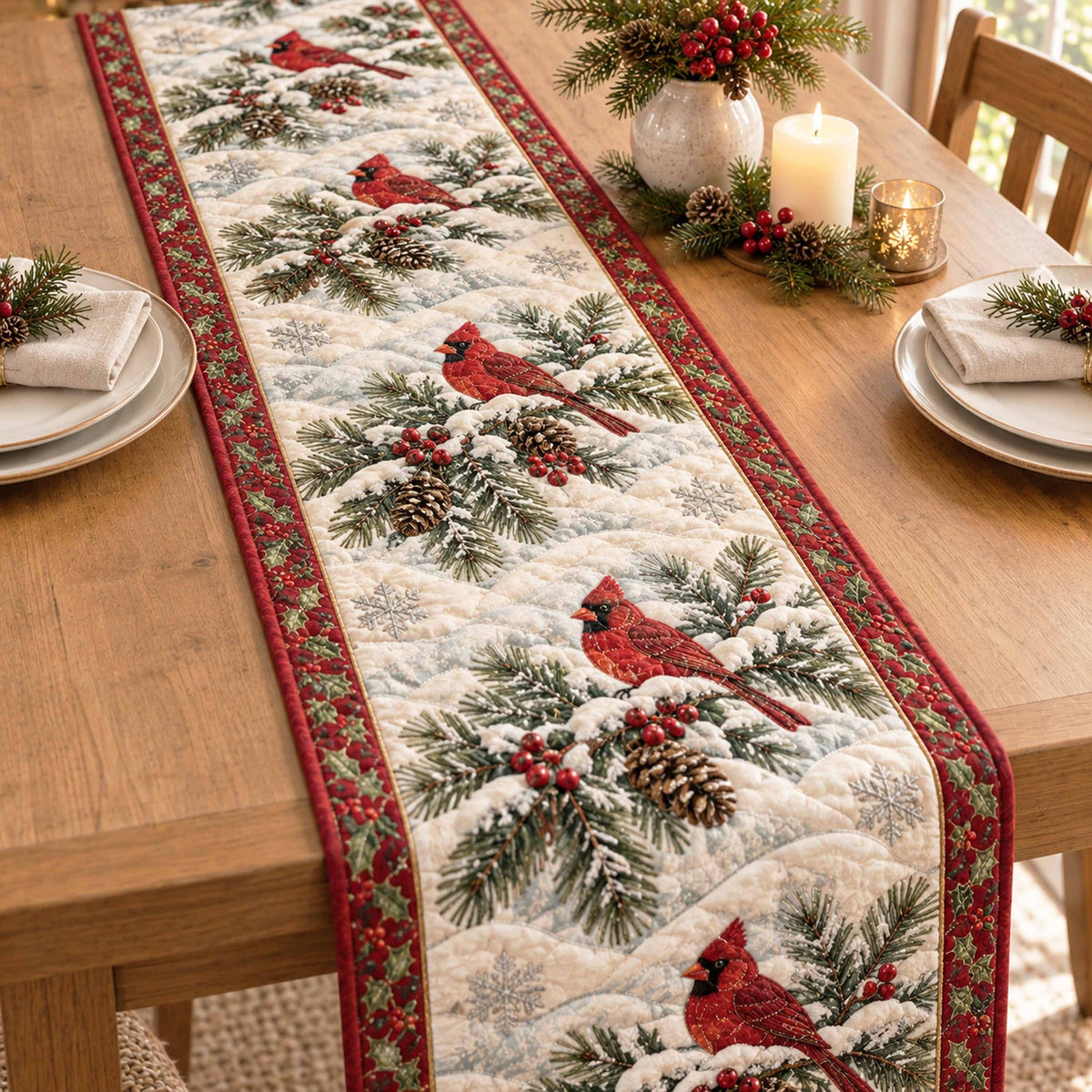 Winter Cardinal Table Runner
