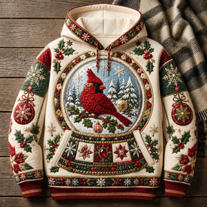 Winter Cardinal Snow Globe Hoodie, Sweater and T-Shirt - Made to Order