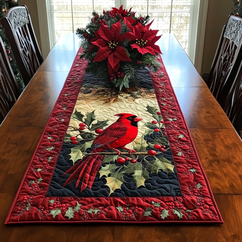 Winter Cardinal Whisper Table Runner