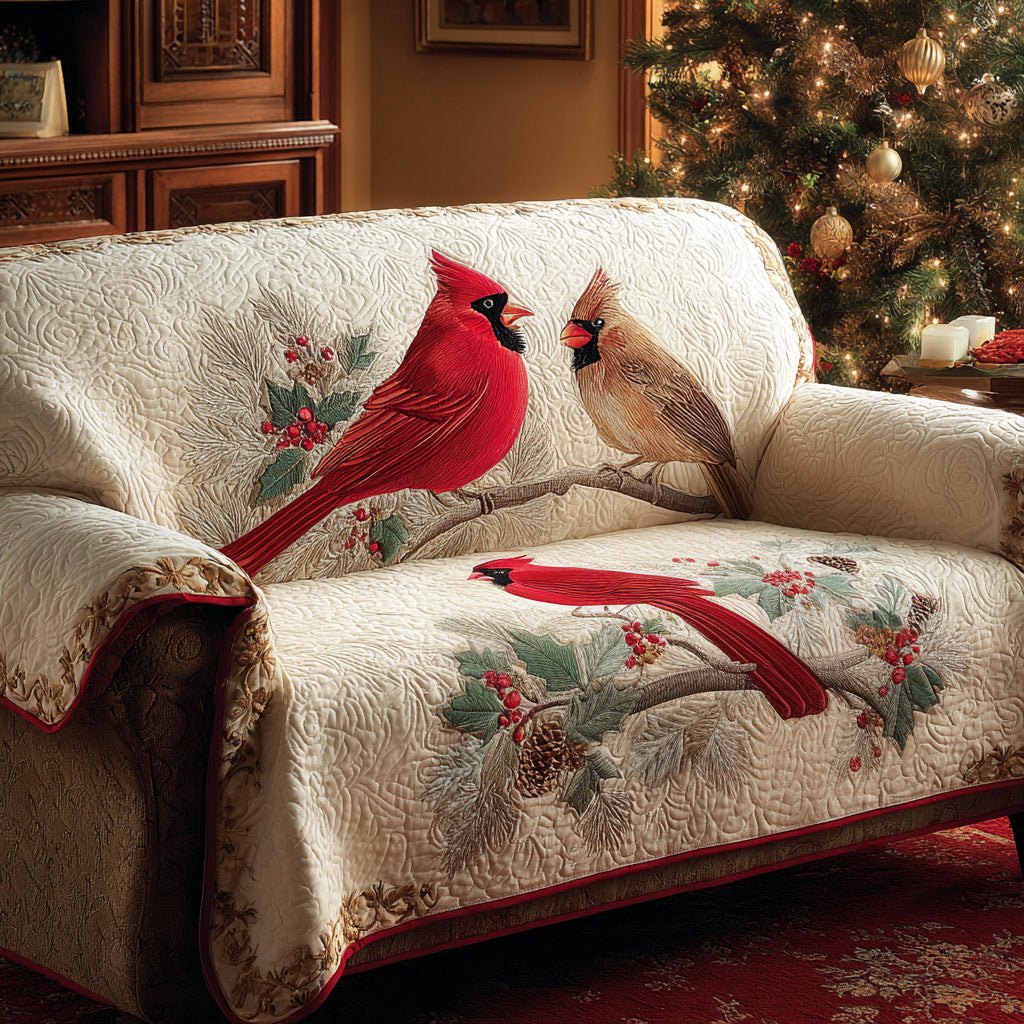 Winter Cardinals Sofa Cover