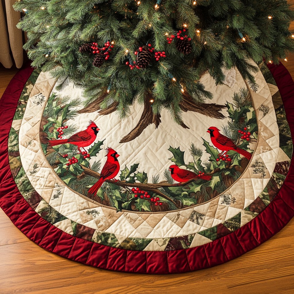 Winter Cardinals H019 Christmas Tree Skirt