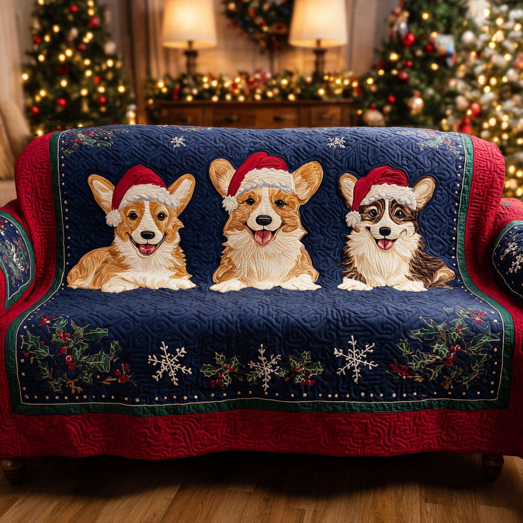 Winter Corgi Parade Sofa Cover