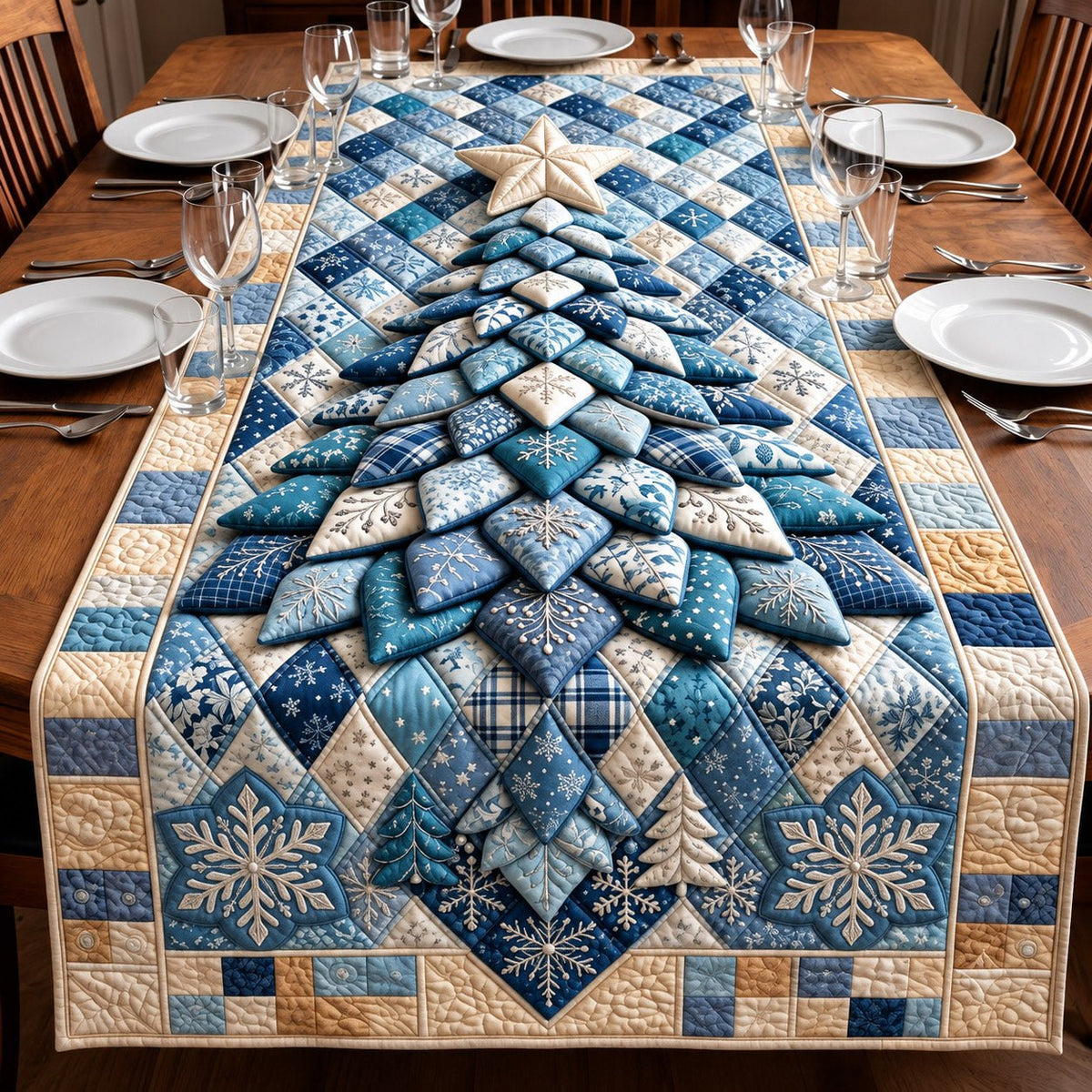 Winter Crystal Tree Table Runner