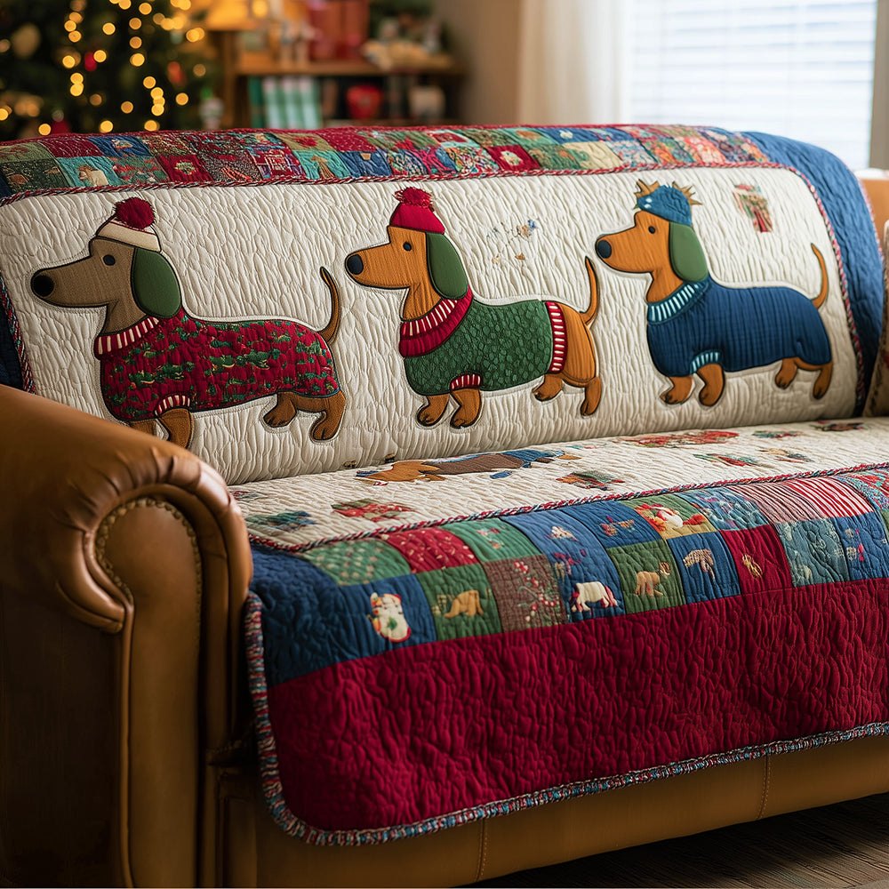 Winter Dachshund March Sofa Cover