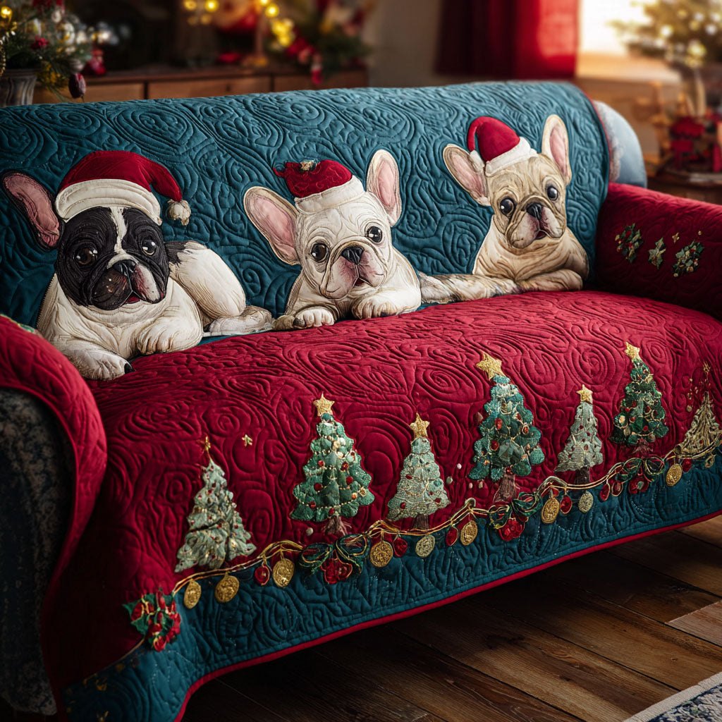Winter Frenchies Sofa Cover