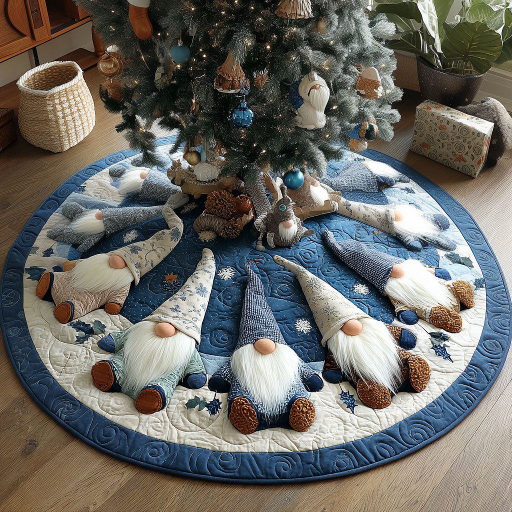 Gnome Wedge Panels in Ice Blue Christmas Tree Skirt