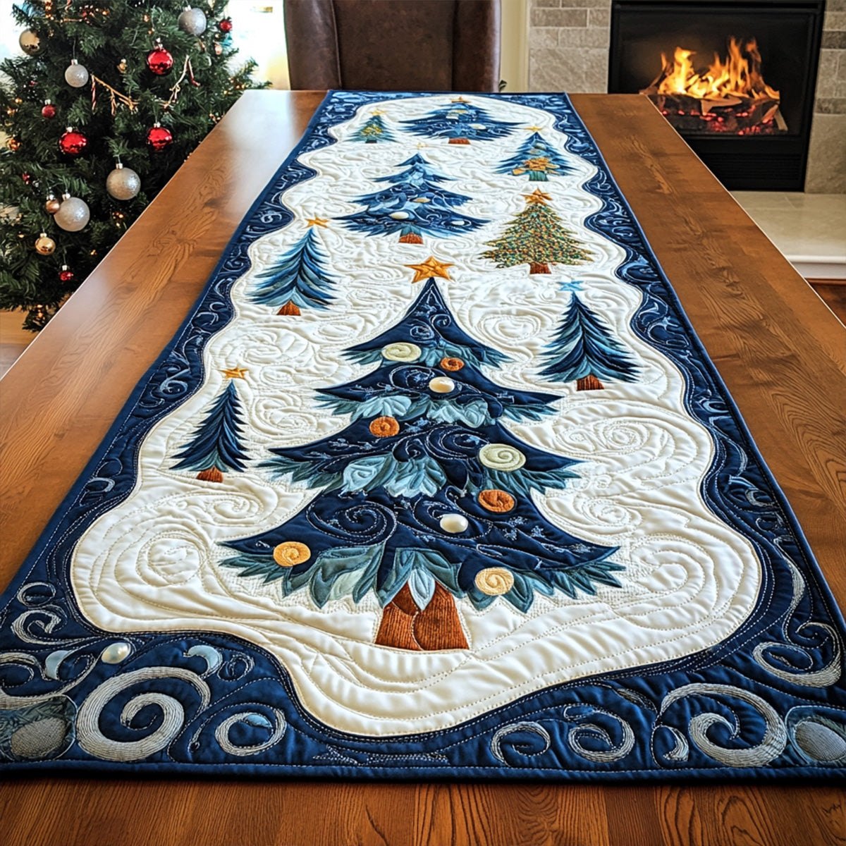 Winter Pine Forest Table Runner