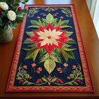 Winter Poinsettia Blooms Table Runner