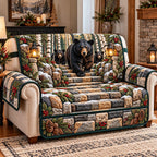 Bear Family Stone Steps Rustic Guardian Sofa Cover