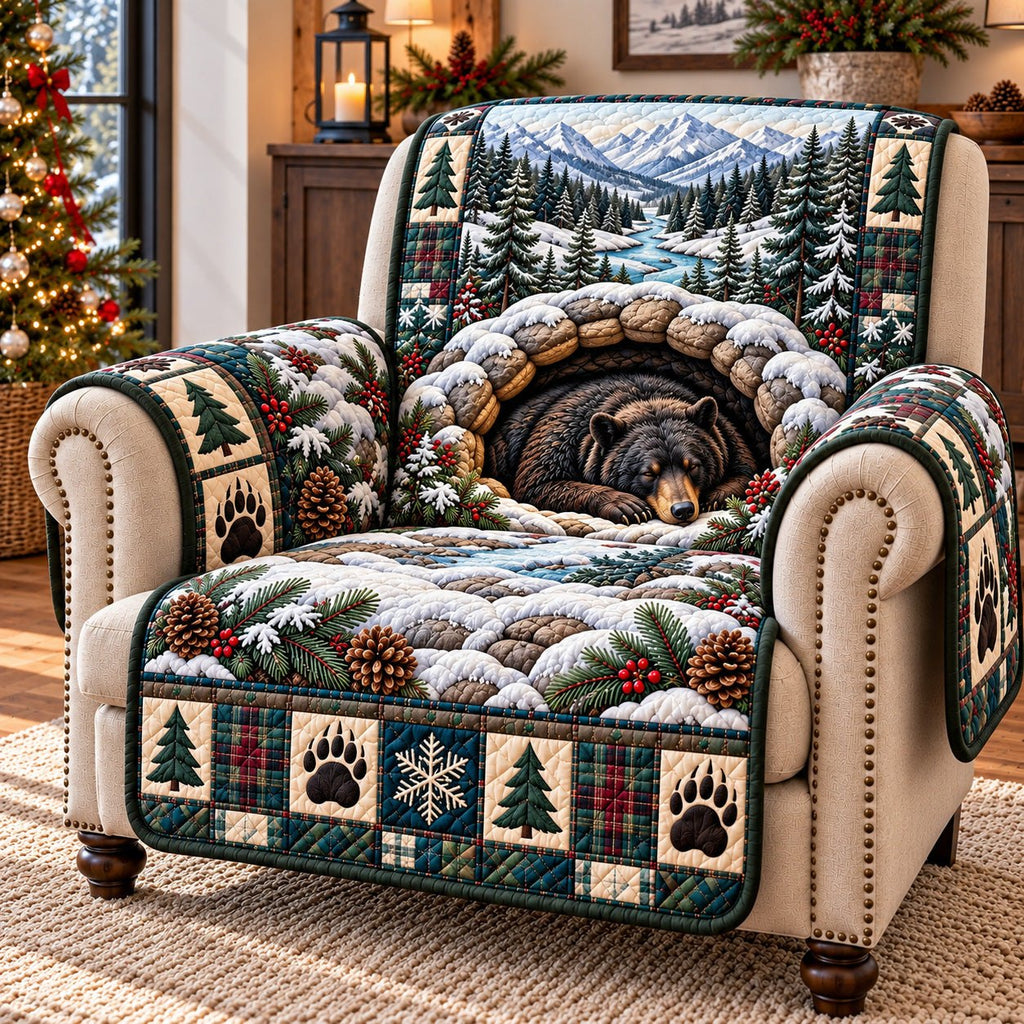 Sleeping Bear Snow Den Rustic Guardian Sofa Cover