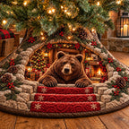 Fireside Bear Red Steps Christmas Tree Skirt