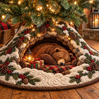Sleeping Bear Snowy Den Christmas Tree Skirt