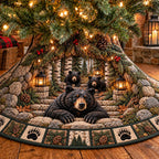 Black Bear Family Paw Border Christmas Tree Skirt