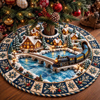 Winter Village Train Christmas Tree Skirt