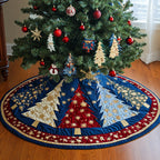 Patch Trees on the Starry Navy Christmas Tree Skirt