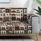 Red Trucks and Deer Farmhouse Patchwork Sofa Cover