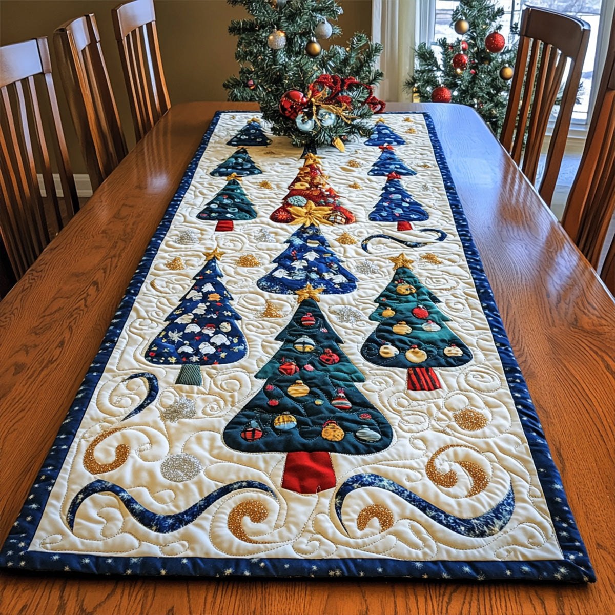 Winter Wonderland Trees Table Runner