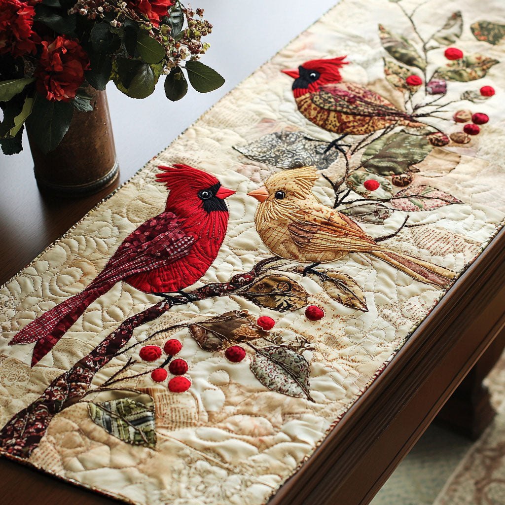 Winterberry Cardinals Table Runner