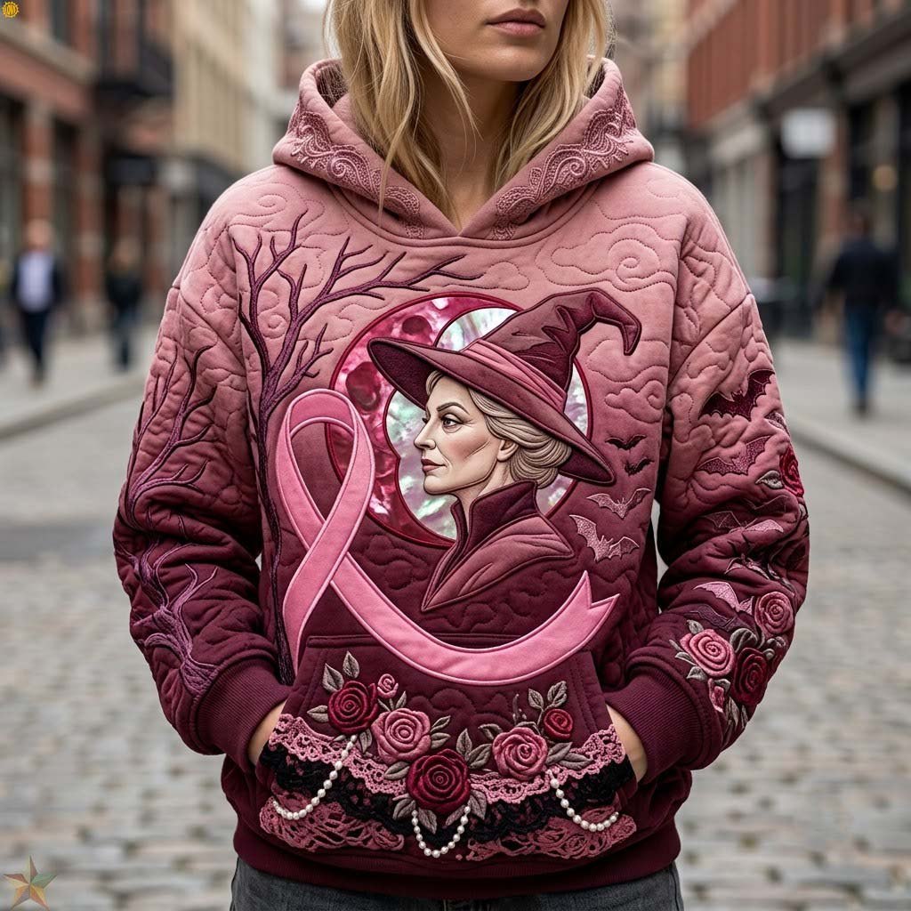 Witch Beneath the Pink Moon hoodie, all-over print