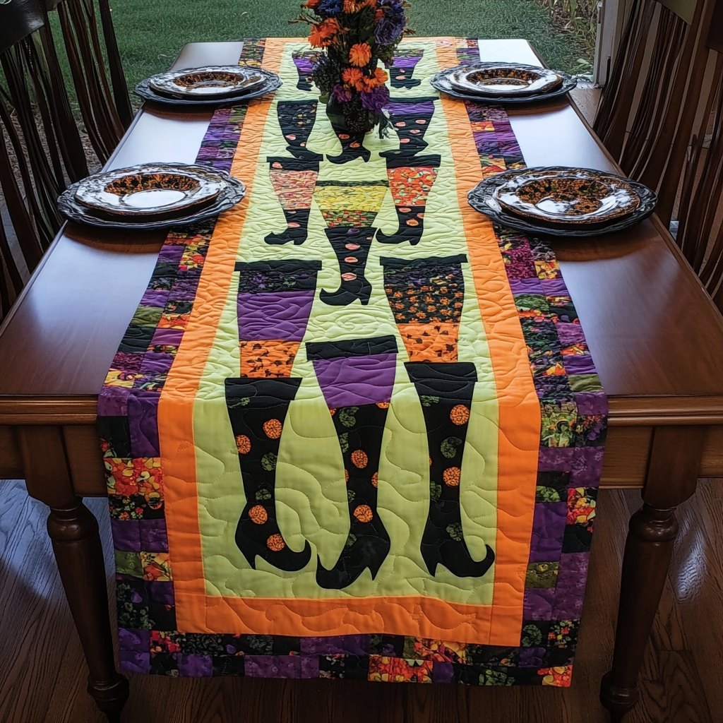 Witches Boots Halloween Table Runner
