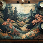 Woodblock Japanese Alpine Table Runner