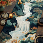 Woodblock Japanese Waterfall Table Runner