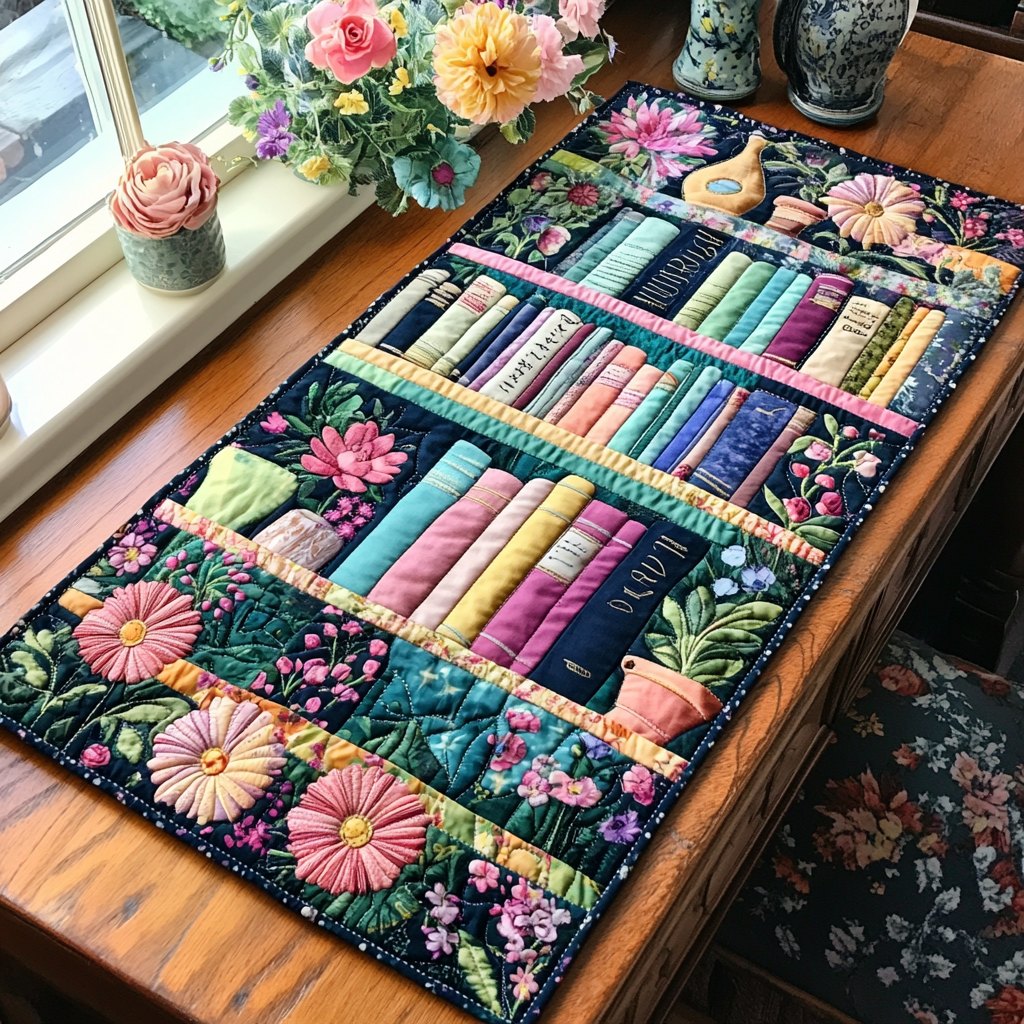 Wooden Bookshelf Table Runner