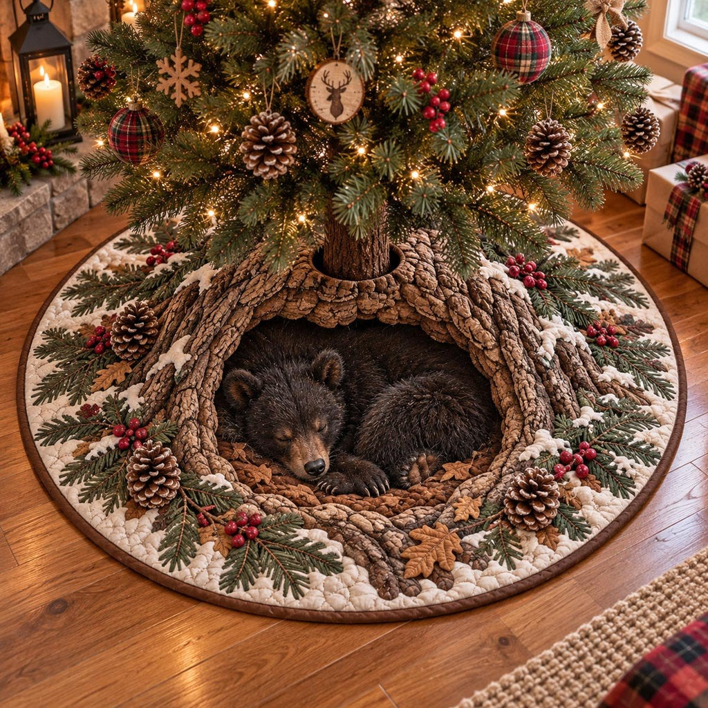 Woodland Bear Christmas Den Christmas Tree Skirt