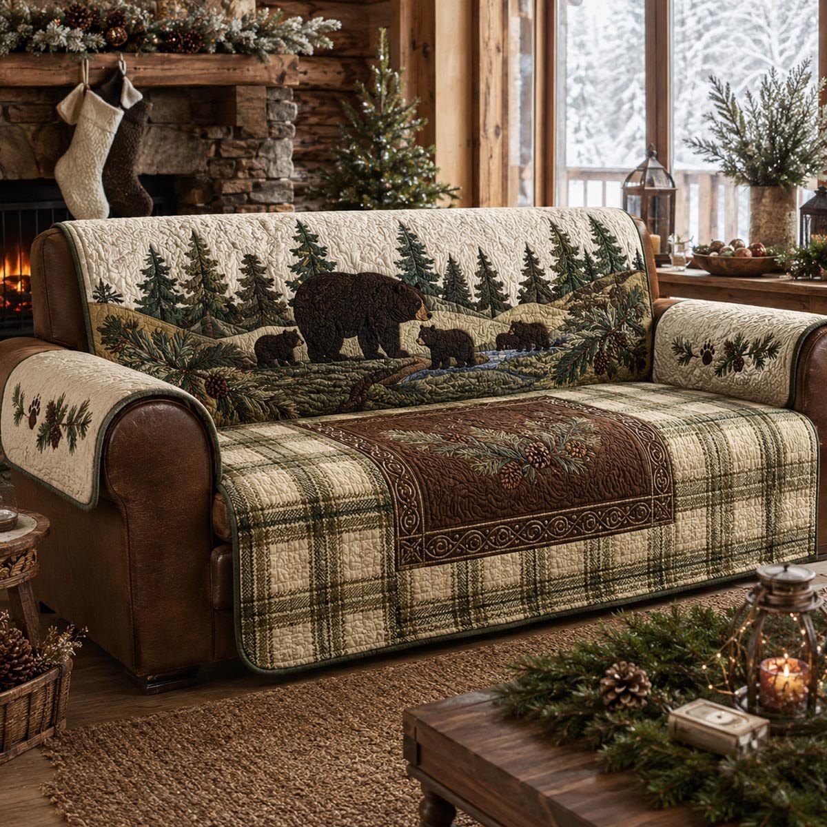 Woodland Bear Lodge Sofa Cover