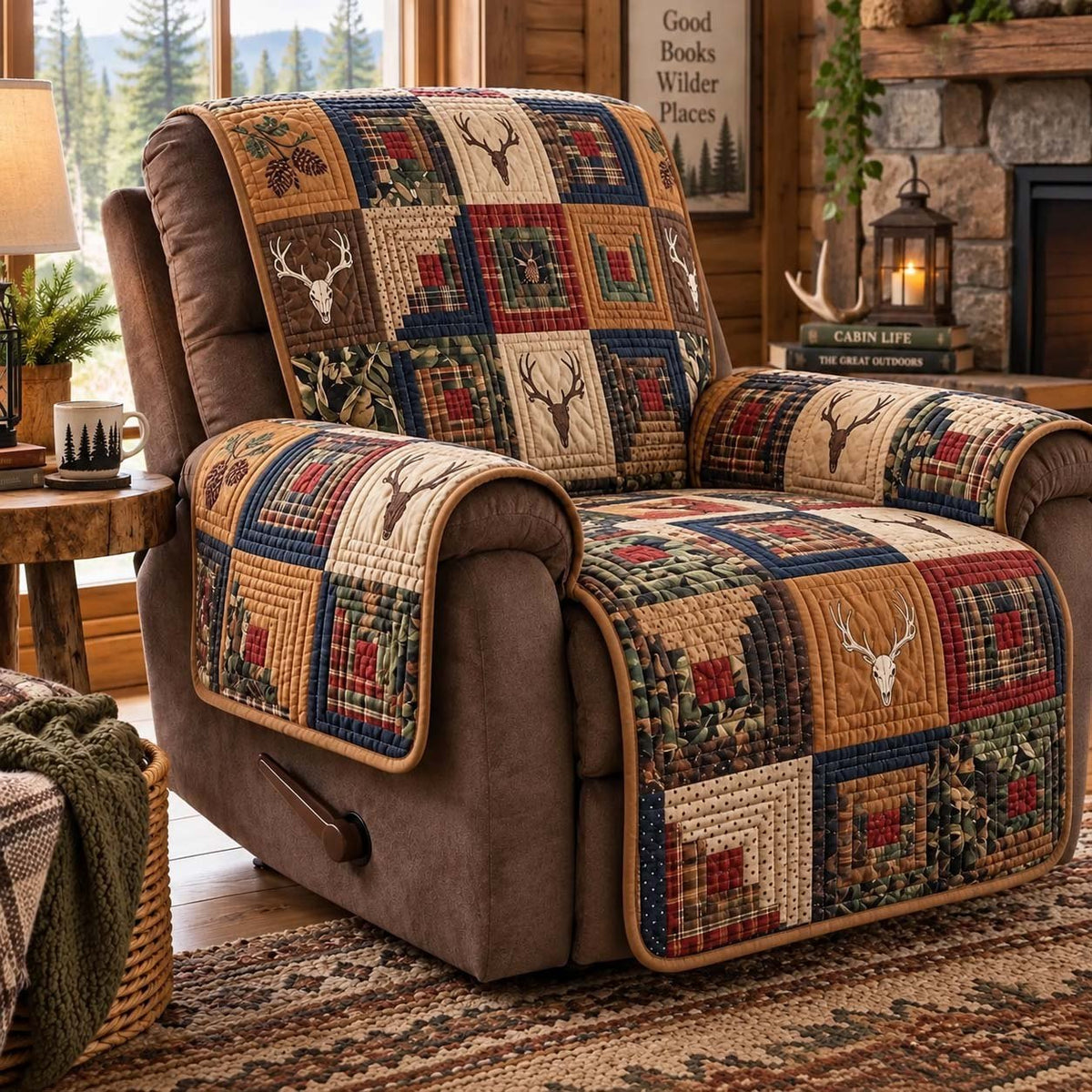 Woodland Buck Blocks Sofa Cover