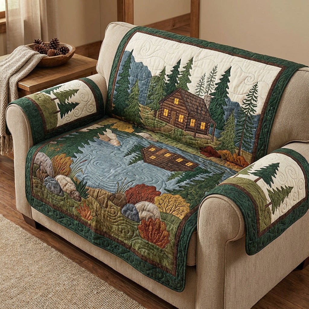 Woodland Cabin Scene Sofa Cover