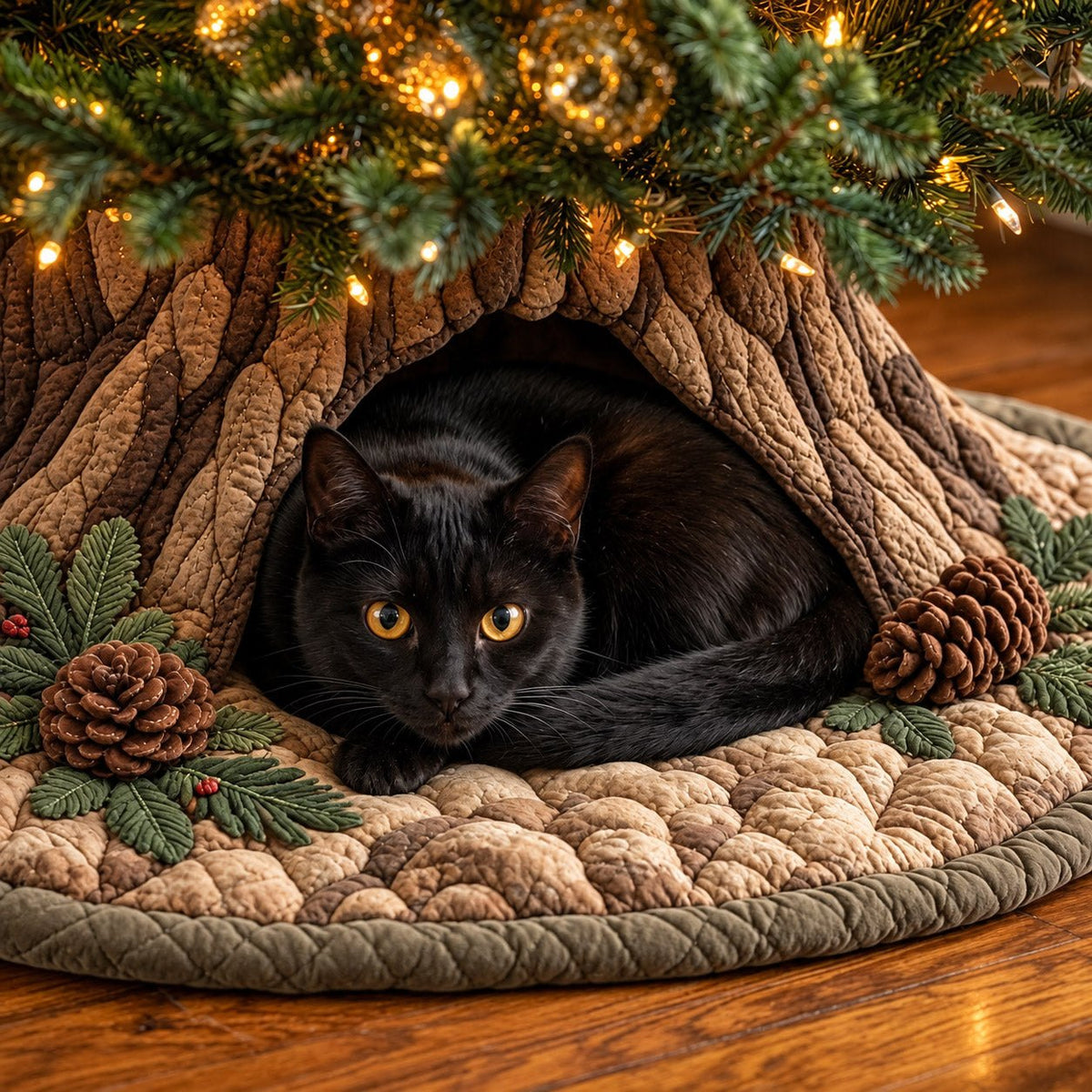 Woodland Cat Den Christmas Tree Skirt