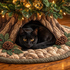 Woodland Cat Den Christmas Tree Skirt