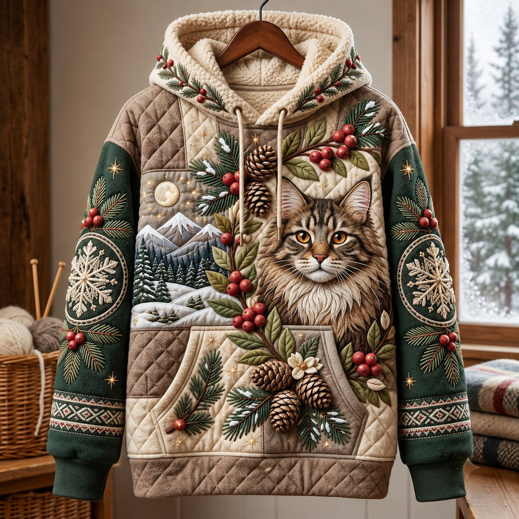 Woodland Cat hoodie, all-over print