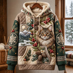 Woodland Cat hoodie, all-over print
