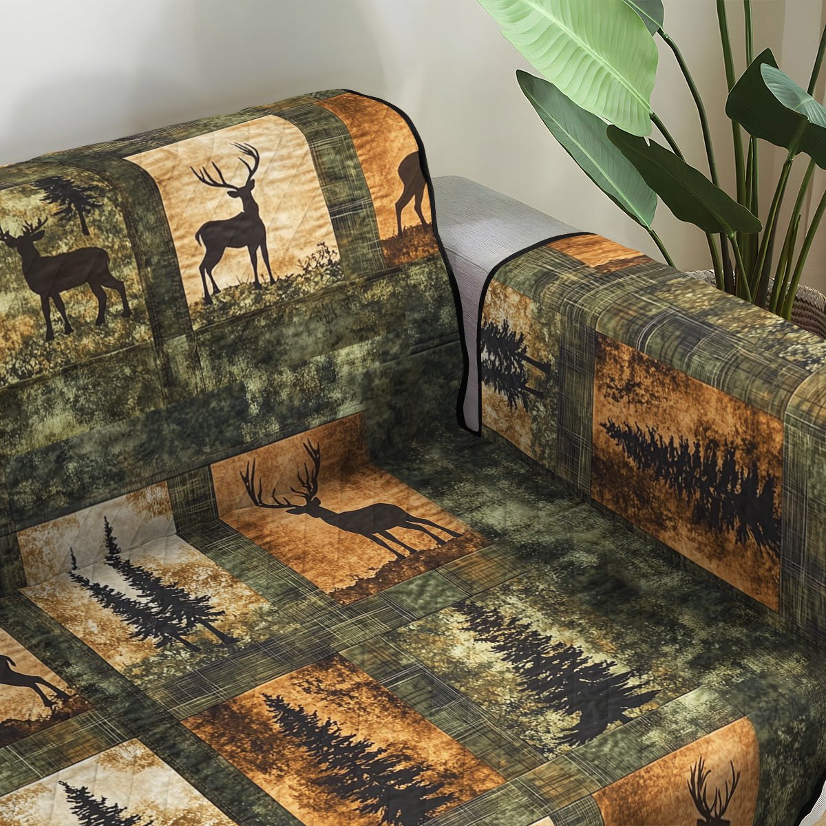 Deer Silhouette in the Golden Woods Sofa Cover