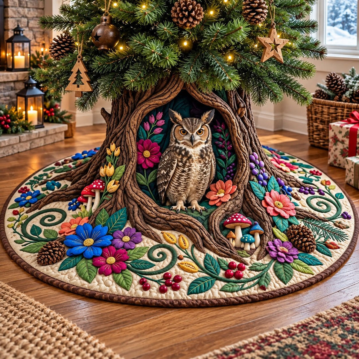 Woodland Owl Christmas Tree Skirt