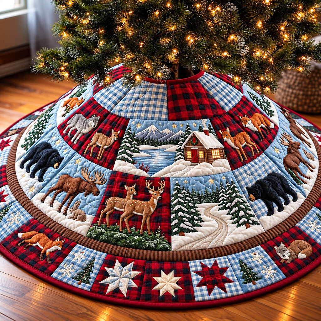 Woodland Patchwork Christmas Tree Skirt