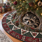 Woodland Raccoon Hideaway Christmas Tree Skirt