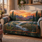 Woodland Sunset Mountains Sofa Cover