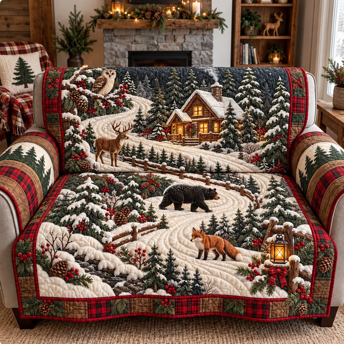 Woodland Wildlife Winter Retreat Sofa Cover