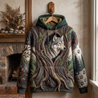 Woodland Wolf hoodie, all-over print
