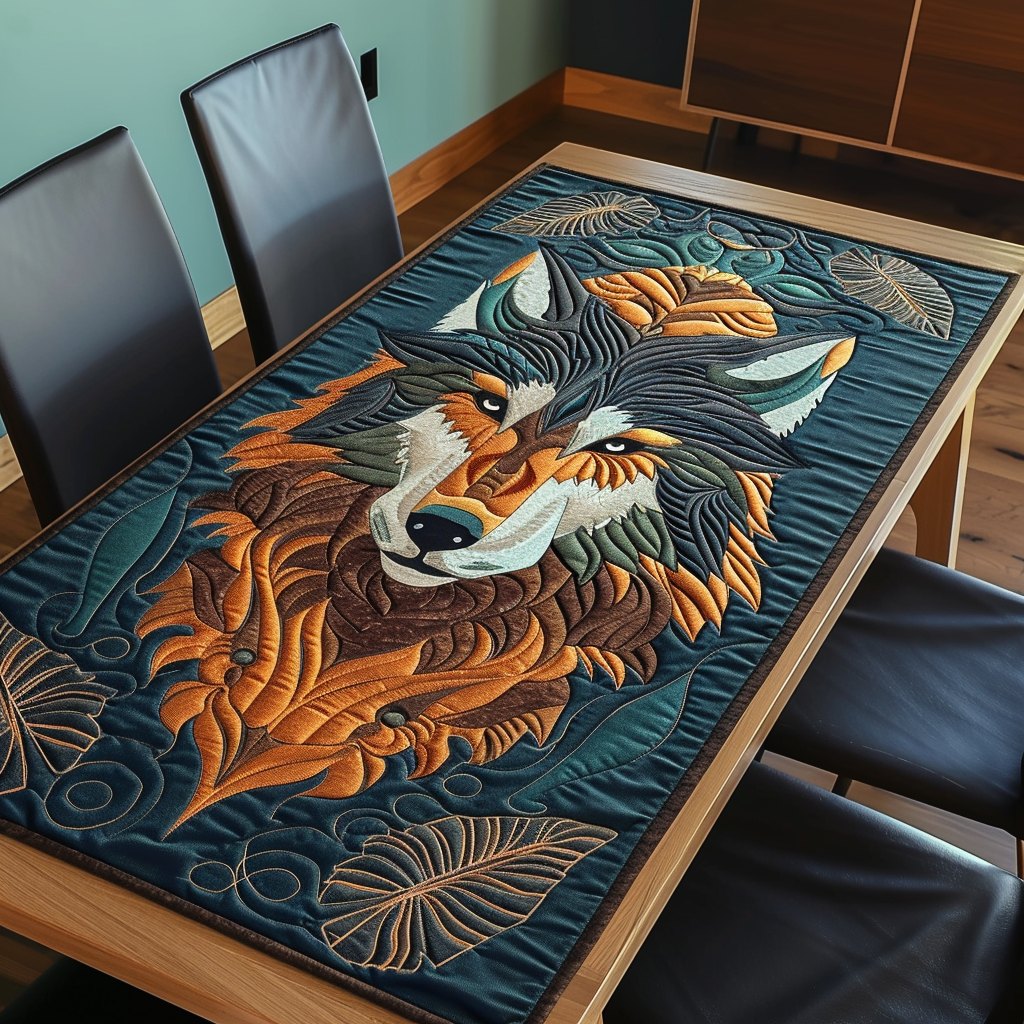 Woodland Majesty Wolf Table Runner