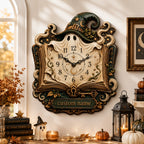 Witch Ghost Enchanted Book Wall Clock — personalized with a custom name