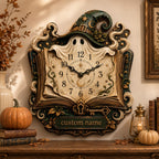 Witch Ghost Enchanted Book Wall Clock — personalized with a custom name