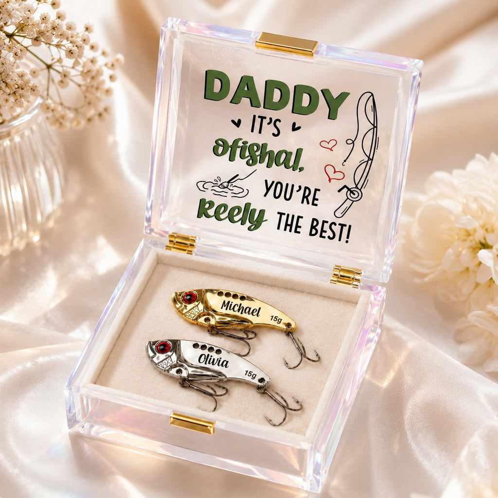 Fishing gift for dad Custom Name Wall Clock — personalized with a custom name