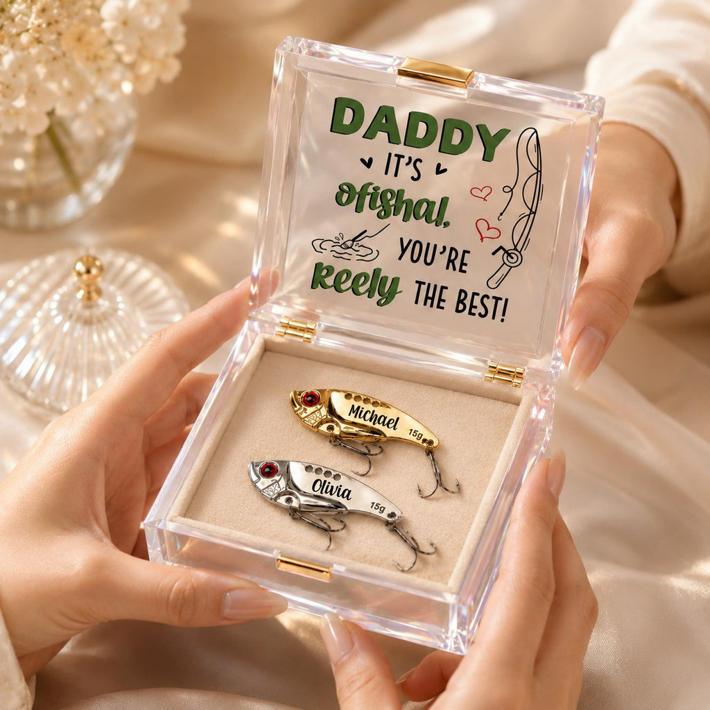 Fishing gift for dad Custom Name Wall Clock — personalized with a custom name