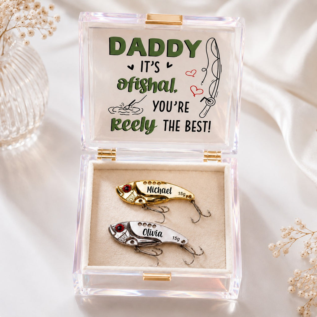Fishing gift for dad Custom Name Wall Clock — personalized with a custom name