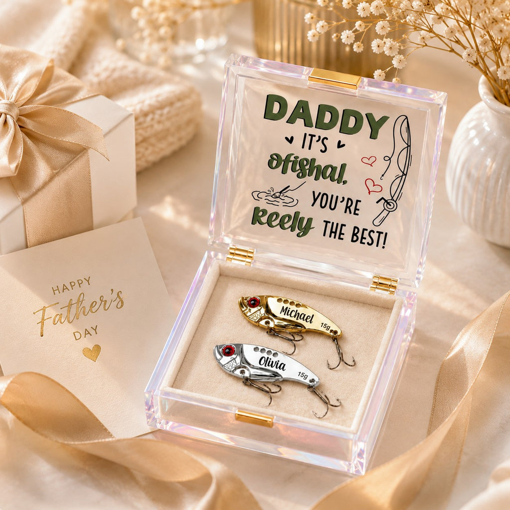 Fishing gift for dad Custom Name Wall Clock — personalized with a custom name