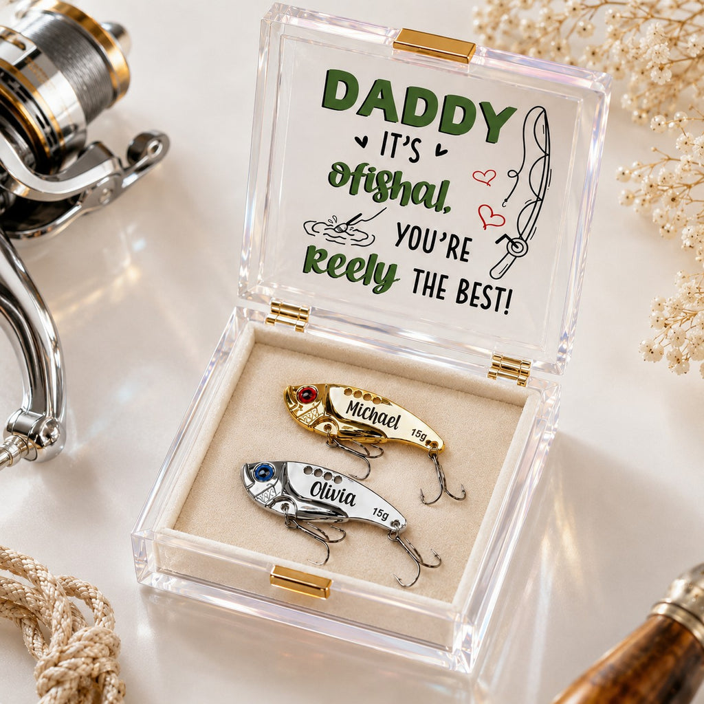 Fishing gift for dad Custom Name Wall Clock — personalized with a custom name